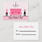 ハッピーバレンタインデーセット100ピンクリビングルーム ノートカード (正面/裏面)