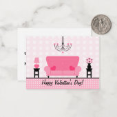 ハッピーバレンタインデーセット100ピンクリビングルーム ノートカード (正面/裏面インサイチュ)