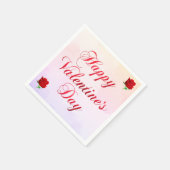 ハッピーバレンタインデーソフトパステルレッドローゼスパーティー スタンダードカクテルナプキン (角)