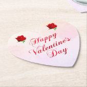 ハッピーバレンタインデーソフトパステルレッドローゼスパーティー ペーパーコースター (アングル)