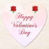 ハッピーバレンタインデーソフトパステルレッドローゼスパーティー ペーパーコースター (正面)