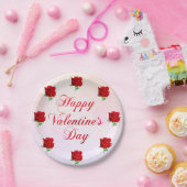 ハッピーバレンタインデーソフトパステルレッドローゼスパーティー ペーパープレート (パーティー)