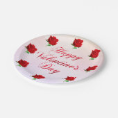 ハッピーバレンタインデーソフトパステルレッドローゼスパーティー ペーパープレート (アングル)