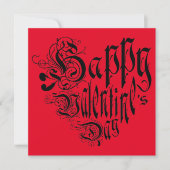 ハッピーバレンタインデータイポグラフィハート黒 シーズンカード (正面)