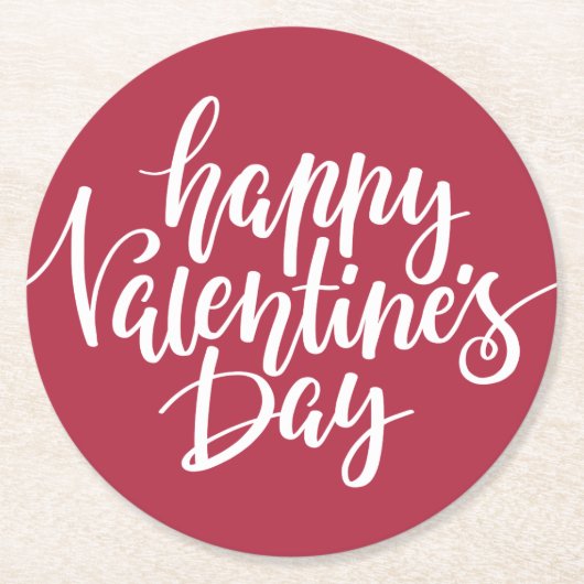 ハッピーバレンタインデータイポグラフィ |紙コースター ラウンドペーパーコースター (正面)