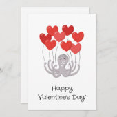 ハッピーバレンタインデータコ赤いハートバルーン シーズンカード (正面/裏面)