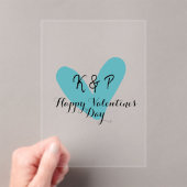 ハッピーバレンタインデーターコイズハートネームレター アクリル招待状 (インサイチュ (ポータブル))