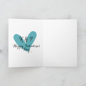 ハッピーバレンタインデーターコイズハート名前文字 カード (内部)