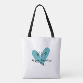 ハッピーバレンタインデーターコイズハート名前文字 トートバッグ (裏面)