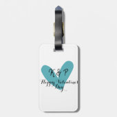 ハッピーバレンタインデーターコイズハート名前文字 ラゲッジタグ (裏面縦)