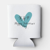 ハッピーバレンタインデーターコイズハート名前文字 缶クーラー (裏面)