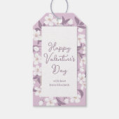 ハッピーバレンタインデーチックライトピンクフローラパーティー ギフトタグ (正面)