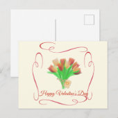 ハッピーバレンタインデーチューリップ花 ポストカード (正面/裏面)