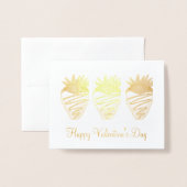 ハッピーバレンタインデーチョコレートディップストロベリー 箔カード (封筒付き正面)