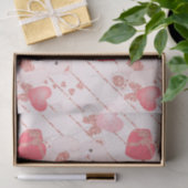 ハッピーバレンタインデーテディベア模様オンピンク 薄葉紙 (ギフト)