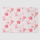 ハッピーバレンタインデーテディベア模様オンピンク 薄葉紙 (正面)
