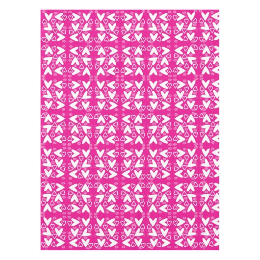 ハッピーバレンタインデーテーブルクロスピンクホワイトハート テーブルクロス (正面)