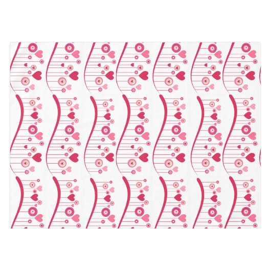 ハッピーバレンタインデーテーブルクロスピンク赤いハート テーブルクロス (正面(横))