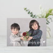 ハッピーバレンタインデートレンディーフォントフォトカード シーズンカード (スタンド正面)