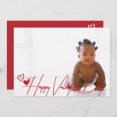 ハッピーバレンタインデートレンディーフォントフォトカード シーズンカード (正面/裏面)