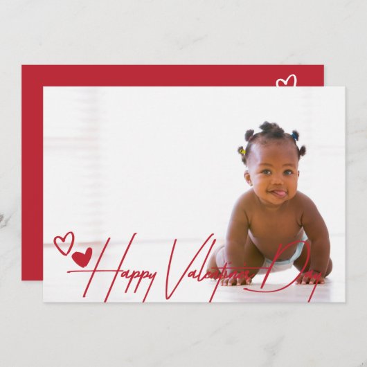 ハッピーバレンタインデートレンディーフォントフォトカード シーズンカード (正面/裏面)