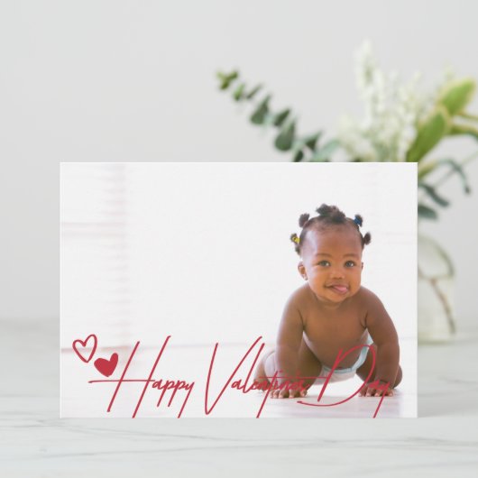 ハッピーバレンタインデートレンディーフォントフォトカード シーズンカード (スタンド正面)