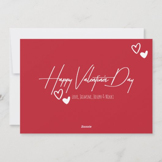 ハッピーバレンタインデートレンディーフォントフォトカード シーズンカード (裏面)