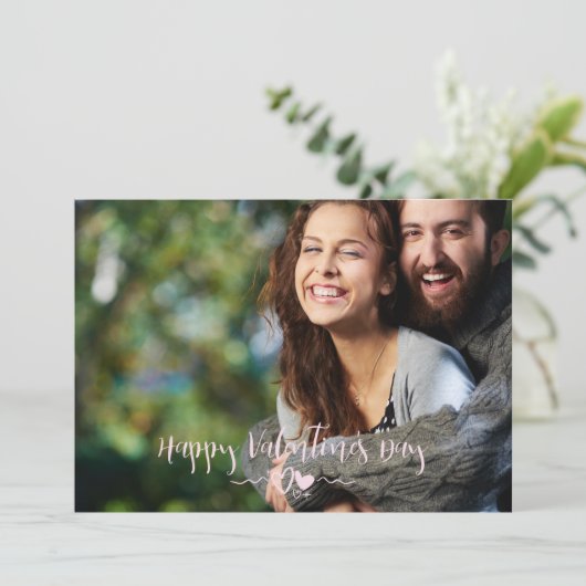 ハッピーバレンタインデートレンディーフォントフォトカード シーズンカード (スタンド正面)