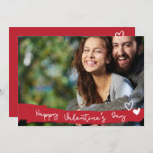 ハッピーバレンタインデートレンディーフォントフォトカード シーズンカード (正面/裏面)