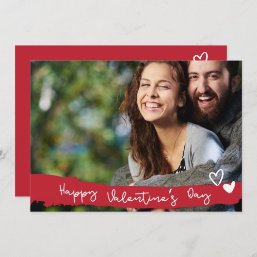 ハッピーバレンタインデートレンディーフォントフォトカード シーズンカード (正面/裏面)