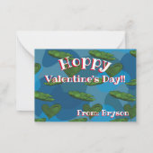 ハッピーバレンタインデートード＆フラワーの子供向けバレンタインカード ノートカード (裏面)