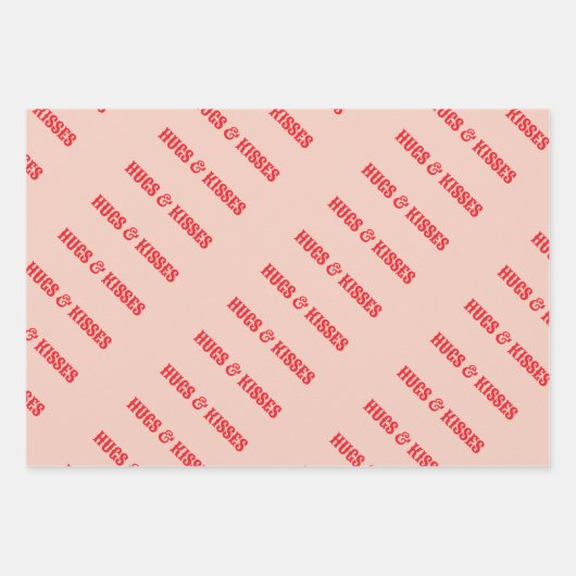 ハッピーバレンタインデーハグ&キスラブカスタムー ラッピングペーパーシート (正面)