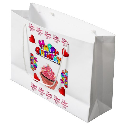 ハッピーバレンタインデーハッピーバースデー抱き枕 ラージペーパーバッグ (正面アングル)