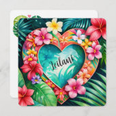 ハッピーバレンタインデーハワイアンレイ名 ノートカード (正面/裏面)