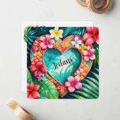 ハッピーバレンタインデーハワイアンレイ名 ノートカード (正面/裏面インサイチュ)