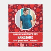 ハッピーバレンタインデーハンサムパーソナライズされた写真 フリースブランケット (正面)