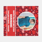 ハッピーバレンタインデーハンサムパーソナライズされた写真 フリースブランケット (正面(横))