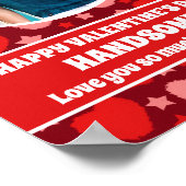 ハッピーバレンタインデーハンサムパーソナライズされた写真 ポスター (角)