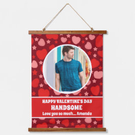 ハッピーバレンタインデーハンサムパーソナライズされた写真 吊り下げ型タペストリー