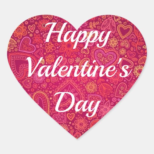 ハッピーバレンタインデーハートあなたのテキスト20ステッカー ハートシール (正面)