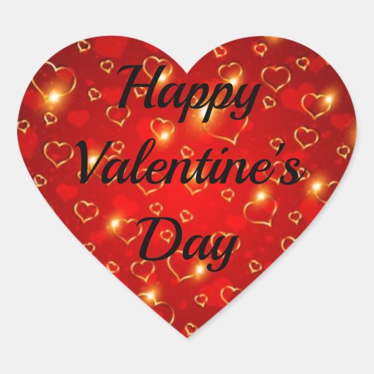 ハッピーバレンタインデーハートあなたのテキスト20ステッカー ハートシール (正面)