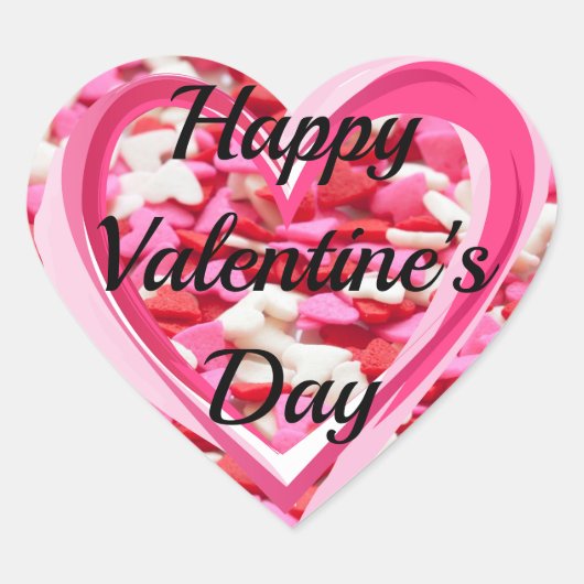 ハッピーバレンタインデーハートあなたのテキスト20ステッカー ハートシール (正面)