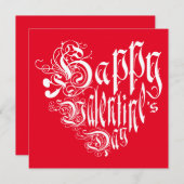 ハッピーバレンタインデーハートが白で赤 シーズンカード (正面/裏面)