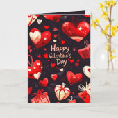 ハッピーバレンタインデーハートとギフト カード (黄色い花)