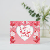 ハッピーバレンタインデーハートと装飾 シーズンポストカード (スタンド正面)