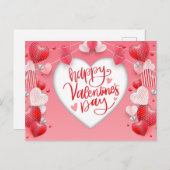 ハッピーバレンタインデーハートと装飾 シーズンポストカード (正面/裏面)