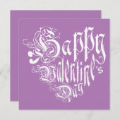 ハッピーバレンタインデーハートの白の紫 シーズンカード (正面/裏面)