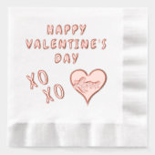 ハッピーバレンタインデーハートキスハグ 箔ナプキン (正面)
