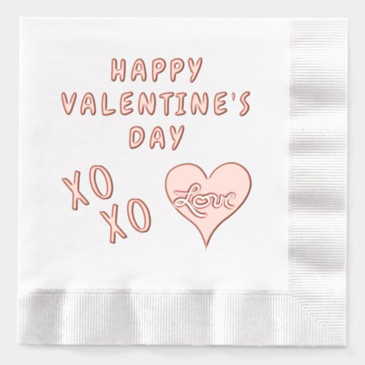 ハッピーバレンタインデーハートキスハグ 箔ナプキン (正面)