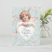 ハッピーバレンタインデーハートキューピッドバラティール(緑がかった色)スウィート シーズンカード (スタンド正面)